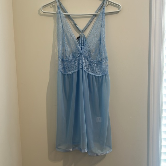 Avidlove Lingerie 2 Pc. Babydoll Strap Chemise Lace V Neck Teddy Sleepwear - Picture 3 of 15